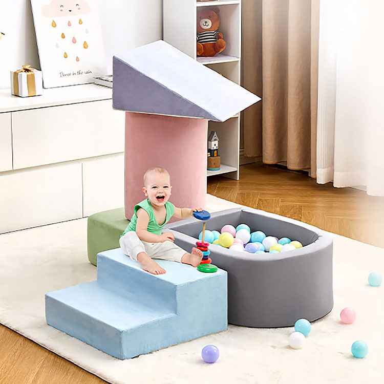 Wholesale Kids Soft Play Climbing Set - Foam Ball Pit with Step and Slide