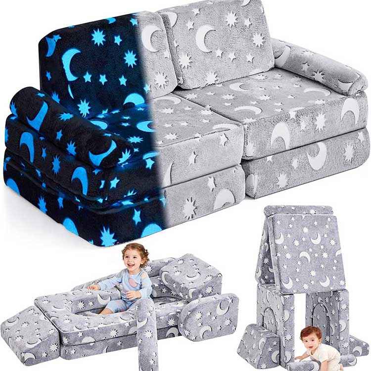 Magical Luminous Modular Play Couch | Kids Fort Building Block Sofa Bed