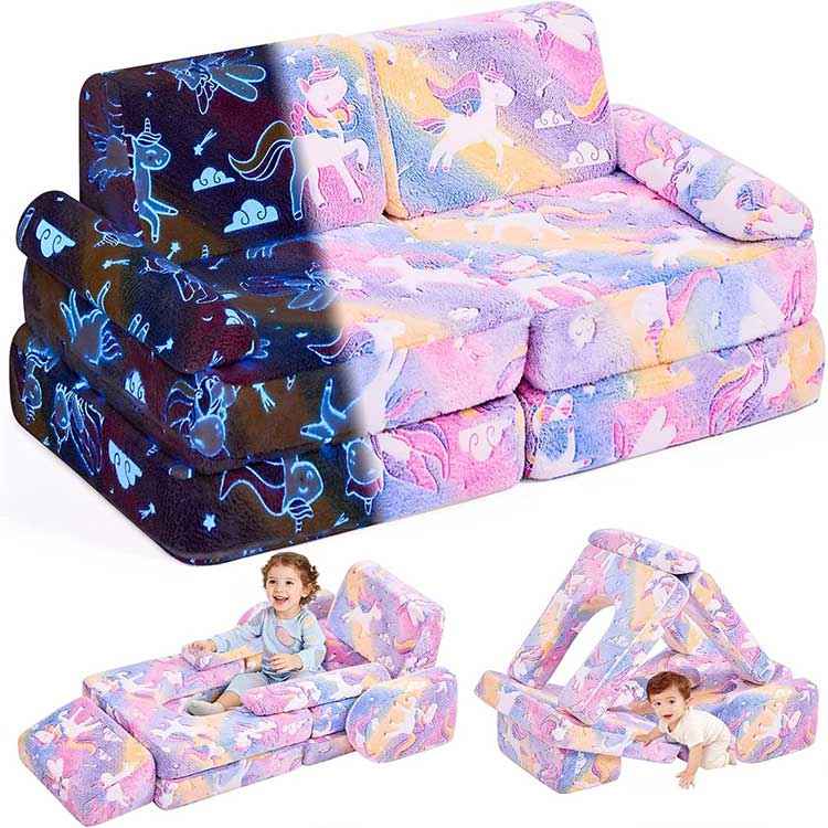 Magical Luminous Modular Play Couch | Kids Fort Building Block Sofa Bed