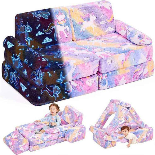 Magical Luminous Modular Play Couch | Kids Fort Building Block Sofa Bed