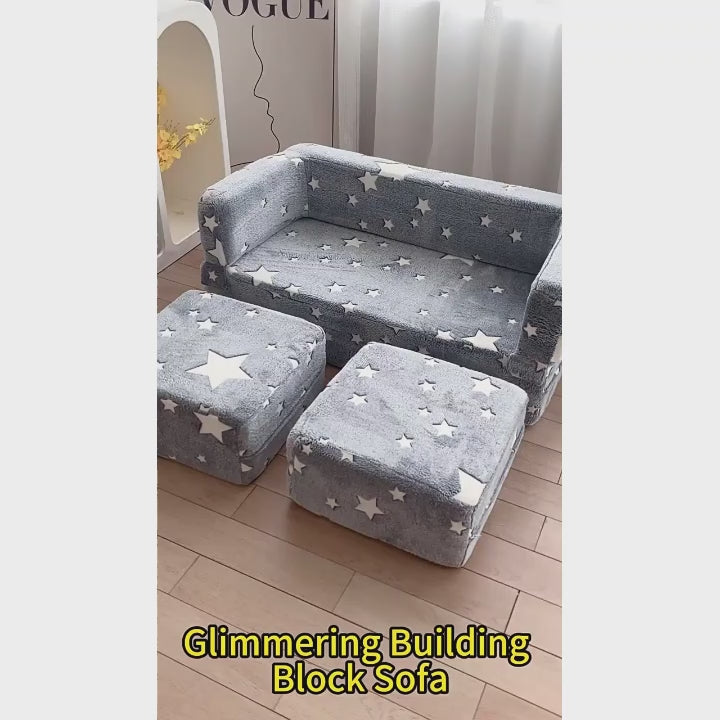 Magical Glow-in-the-Dark Modular Play Sofa - Foldable Flannel Blocks for Toddlers