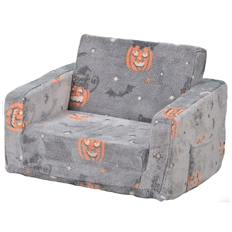 Cartoon Foldable Kids Sofa & Sleeper Bed - Glow-in-the-Dark Stars - Soft Single Foam Chair