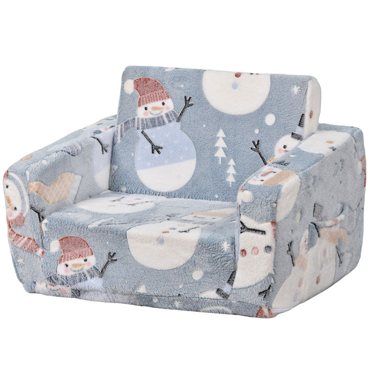 Cartoon Foldable Kids Sofa & Sleeper Bed - Glow-in-the-Dark Stars - Soft Single Foam Chair