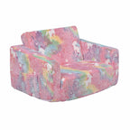 Cartoon Foldable Kids Sofa & Sleeper Bed - Glow-in-the-Dark Stars - Soft Single Foam Chair